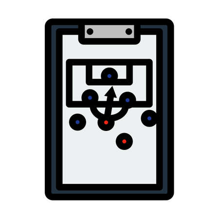 Icon Of Football Coach Tablet With Game Plan. Editable Bold Outline With Color Fill Design. Vector Illustration.のイラスト素材