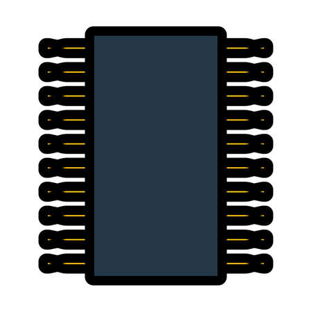 Chip Icon. Editable Bold Outline With Color Fill Design. Vector Illustration.のイラスト素材