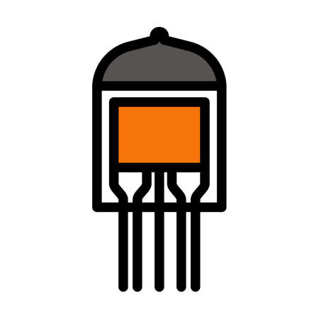 Electronic Vacuum Tube Icon. Editable Bold Outline With Color Fill Design. Vector Illustration.のイラスト素材