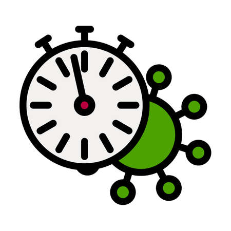 virus Molecule Under Stopwatch Icon. Editable Bold Outline With Color Fill Design. Vector Illustration.のイラスト素材