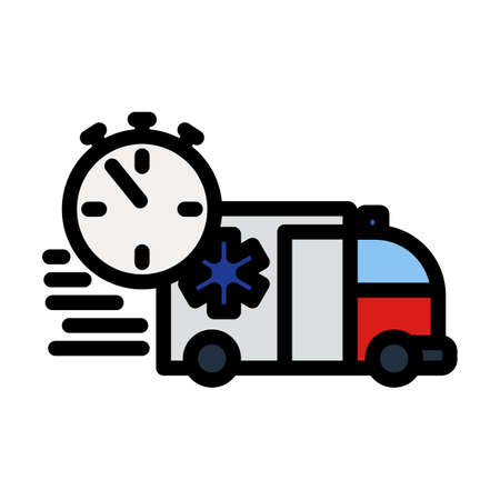 Fast Ambulance Car Icon. Editable Bold Outline With Color Fill Design. Vector Illustration.のイラスト素材