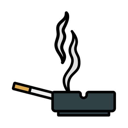 Cigarette In An Ashtray Icon. Editable Bold Outline With Color Fill Design. Vector Illustration.のイラスト素材
