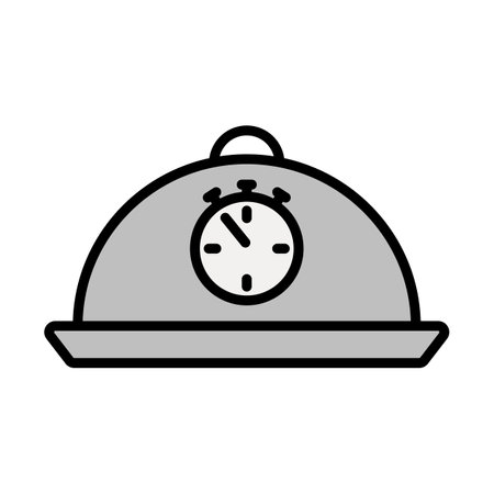 Cloche With Stopwatch Icon. Editable Bold Outline With Color Fill Design. Vector Illustration.のイラスト素材