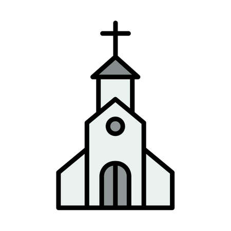Church icon. Editable Bold Outline With Color Fill Design. vector illustration.のイラスト素材