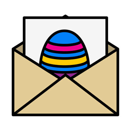 Envelop With Easter Egg Icon. Editable Bold Outline With Color Fill Design. vector illustration.のイラスト素材