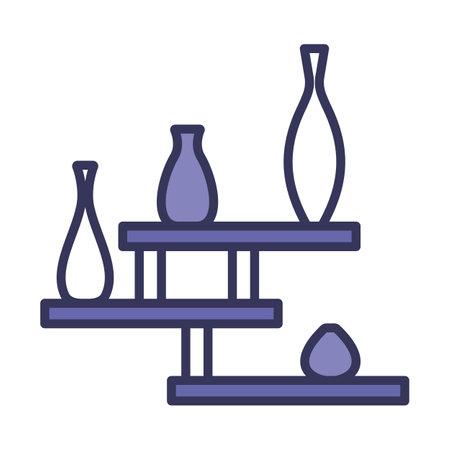 Wall Bookshelf Icon. Editable Bold Outline With Color Fill Design. vector illustration.のイラスト素材