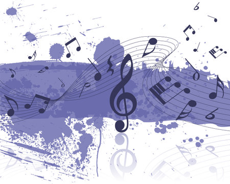 Abstract grunge musical design. Violet grunge banner in Very Peri color. vector illustration.のイラスト素材