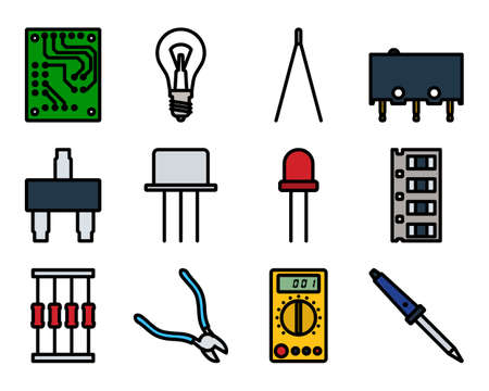 Soldering Icon Set. Editable Bold Outline With Color Fill Design. Vector Illustration.の素材 [FY310180812510]