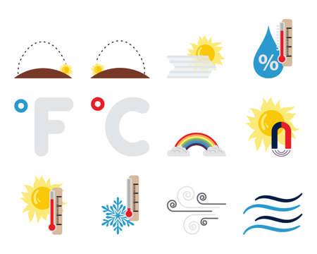 Weather Icon Set. Flat Design. Fully editable vector illustration. Text expanded.のイラスト素材