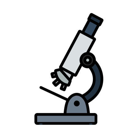 School Microscope Icon. Editable Bold Outline With Color Fill Design. vector illustration.