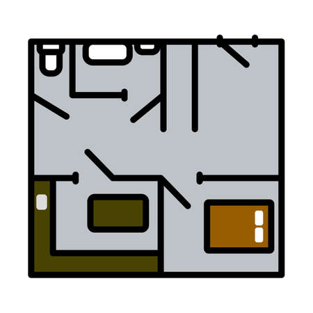 Icon Of Apartment Plan. Editable Bold Outline With Color Fill Design. Vector Illustration.のイラスト素材