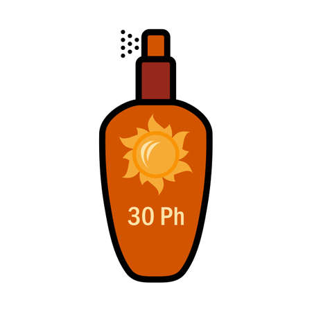 Icon Of Sun Protection Spray. Editable Bold Outline With Color Fill Design. vector illustration.のイラスト素材