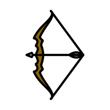 Bow With Arrow Icon. Editable Bold Outline With Color Fill Design. vector illustration.のイラスト素材