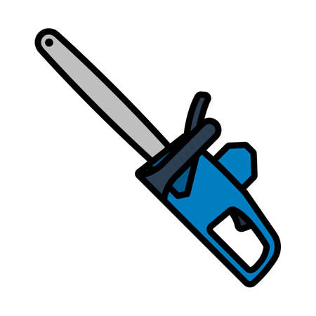 Chain Saw Icon. Editable Bold Outline With Color Fill Design. vector illustration.のイラスト素材