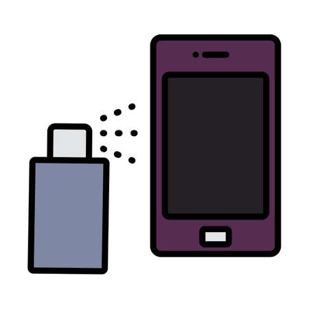 Sanitizer Smartphone Icon. Editable Bold Outline With Color Fill Design. vector illustration.のイラスト素材