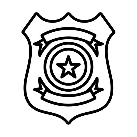 Police Badge Icon. Bold outline design with editable stroke width. vector illustration.のイラスト素材