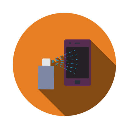 Sanitizer Smartphone Icon. Flat Circle Stencil Design With Long Shadow. vector illustration.のイラスト素材