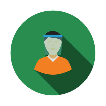 Face Shield Icon. Flat Circle Stencil Design With Long Shadow. vector illustration.のイラスト素材