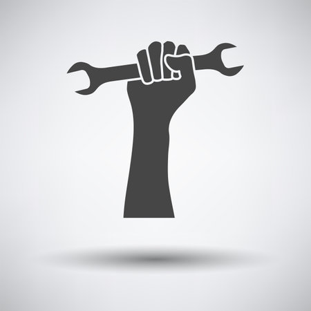 Labor Day Icon. Dark Gray on Gray Background With Round Shadow. vector illustration.のイラスト素材