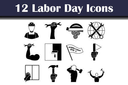 Labor Day Icon Set. Fully editable vector illustration. Text expanded.のイラスト素材