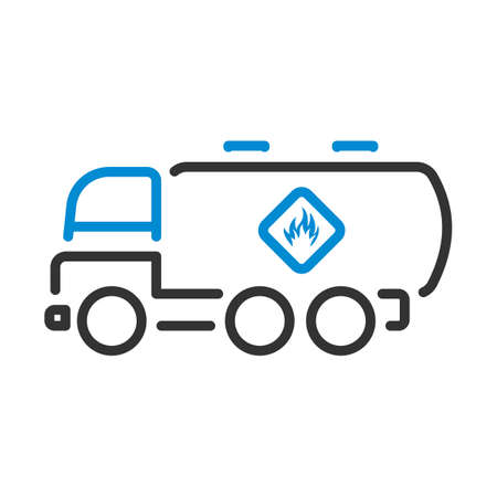 Fuel Tank Truck Icon. Editable Bold Outline With Color Fill Design. Vector Illustration.のイラスト素材
