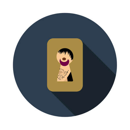 Criminal Peeping Through Keyhole Icon. Flat Circle Stencil Design With Long Shadow. vector illustration.のイラスト素材