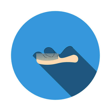 Hair In Comb Icon. Flat Circle Stencil Design With Long Shadow. vector illustration.のイラスト素材