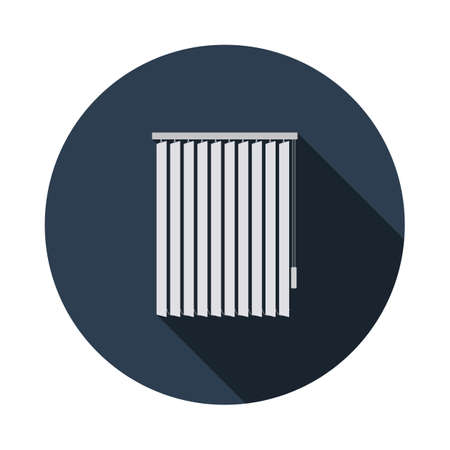 Office Vertical Blinds Icon. Flat Circle Stencil Design With Long Shadow. vector illustration.のイラスト素材