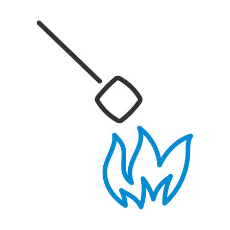 Icon Of Camping Fire With Marshmallow. Editable Bold Outline With Color Fill Design. vector illustration.のイラスト素材