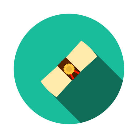 Diploma icon. Flat Circle Stencil Design With Long Shadow. vector illustration.のイラスト素材
