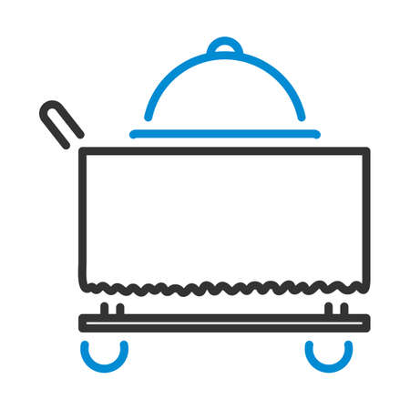 Icon Of Restaurant Cloche On Delivering Cart. Editable Bold Outline With Color Fill Design. Vector Illustration.のイラスト素材