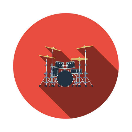 Drum Set Icon. Editable Bold Outline With Color Fill Design. Vector Illustration.のイラスト素材