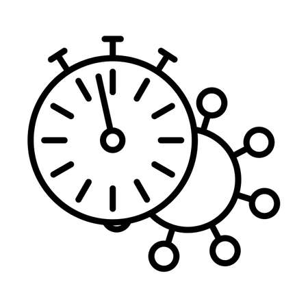 virus Molecule Under Stopwatch Icon. Bold outline design with editable stroke width. vector illustration.のイラスト素材