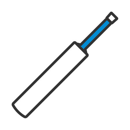 Cricket Bat Icon. Editable Bold Outline With Color Fill Design. Vector Illustration.のイラスト素材