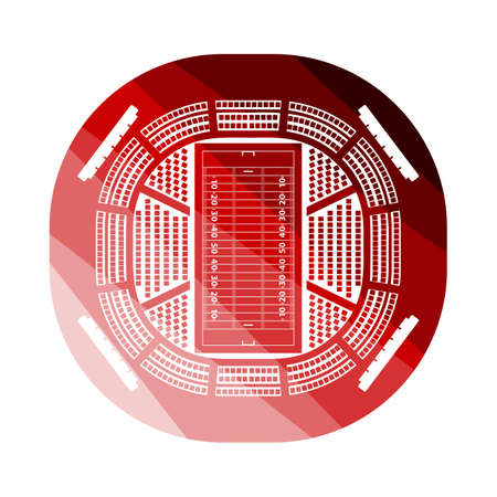 American Football Stadium Bird's-eye View Icon. Flat Color Ladder Design. vector illustration.のイラスト素材