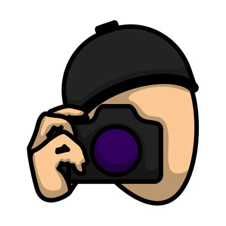 Detective With Camera Icon. Editable Bold Outline With Color Fill Design. Vector Illustration.のイラスト素材