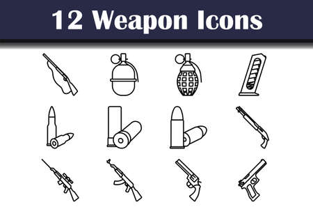 Weapon Icon Set. Bold outline design with editable stroke width. vector illustration.のイラスト素材
