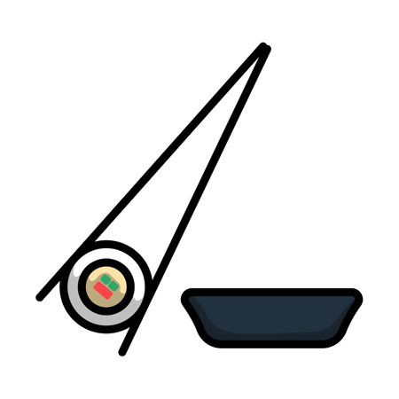 Icon Of Sushi With Sticks. Editable Bold Outline With Color Fill Design. Vector Illustration.のイラスト素材