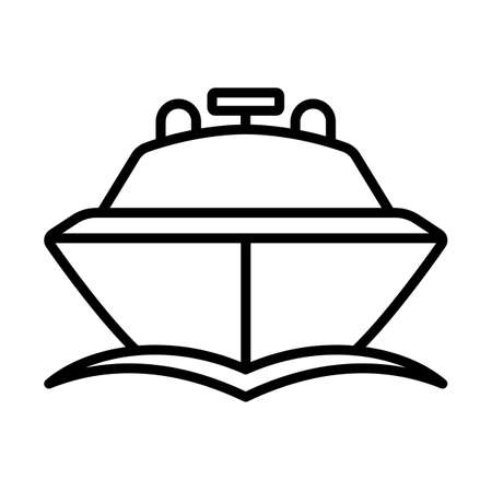 Motor Yacht Icon. Bold outline design with editable stroke width. vector illustration.のイラスト素材