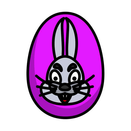 Easter Egg With Rabbit Icon. Editable Bold Outline With Color Fill Design. vector illustration.のイラスト素材