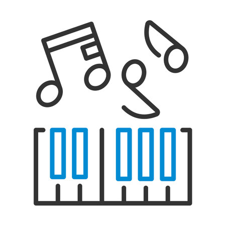 Icon Of Piano Keyboard. Editable Bold Outline With Color Fill Design. vector illustration.のイラスト素材