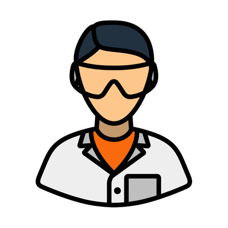 Icon Of Chemist In Eyewear. Editable Bold Outline With Color Fill Design. vector illustration.のイラスト素材