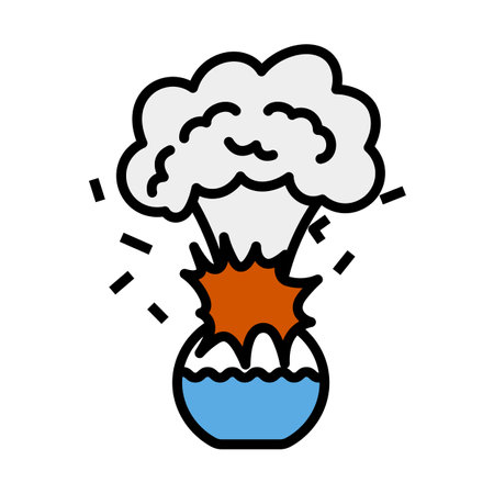 Icon Explosion Of Chemistry Flask. Editable Bold Outline With Color Fill Design. vector...