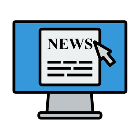Monitor With News Icon. Editable Bold Outline With Color Fill Design. vector illustration.のイラスト素材