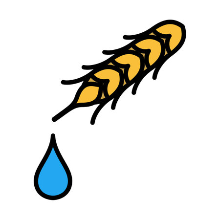 Wheat With Drop Icon. Editable Bold Outline With Color Fill Design. Vector Illustration.のイラスト素材