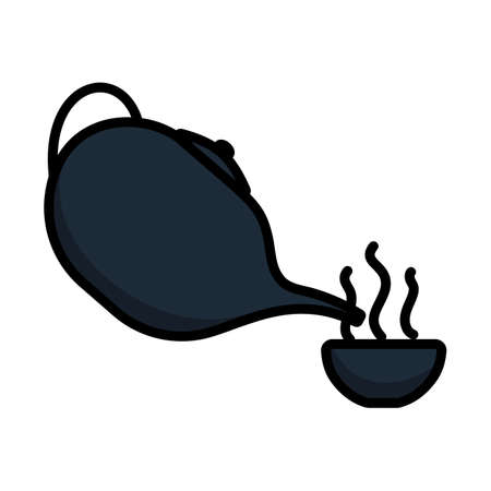 SPA Tea Pot With Cup Icon. Editable Bold Outline With Color Fill Design. Vector Illustration.のイラスト素材