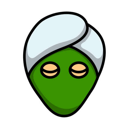 Woman Head With Moisturizing Mask Icon. Editable Bold Outline With Color Fill Design. Vector Illustration.のイラスト素材