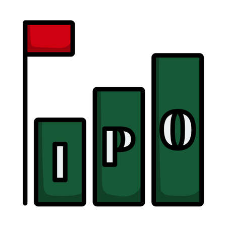 Ipo Icon. Editable Bold Outline With Color Fill Design. Vector Illustration.