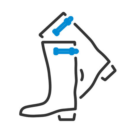 Icon Of Hunter's Rubber Boots. Editable Bold Outline With Color Fill Design. vector illustration.のイラスト素材