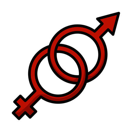 Man Female Symbol Icon. Editable Bold Outline With Color Fill Design. Vector Illustration.のイラスト素材